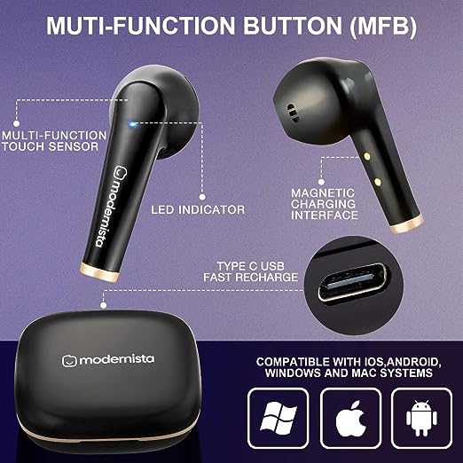 Modernista DopeBuds Pro in-Ear TWS True Wireless Bluetooth 5.0 Earbuds with IWP Technology Earphones with Mic,Up to 20Hrs Playback with Case & IPX5 Water Resistant with Type-C Port (Gold-Black) Modernista DopeBuds Pro in-Ear TWS True Wireless Bluetooth 5.0 Earbuds with IWP Technology Earphones with Mic,Up to 20Hrs Playback with Case & IPX5 Water Resistant with Type-C Port (Gold-Black)